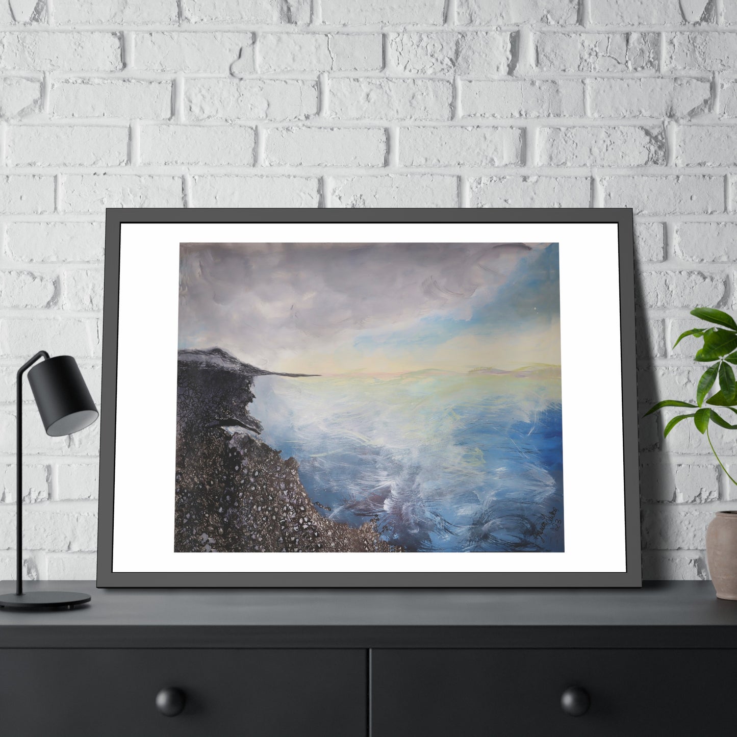 Vibrant agate beach (framed print)