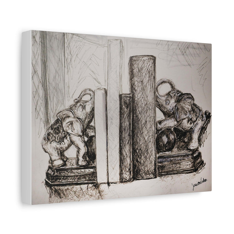 Elephant bookends (canvas print)