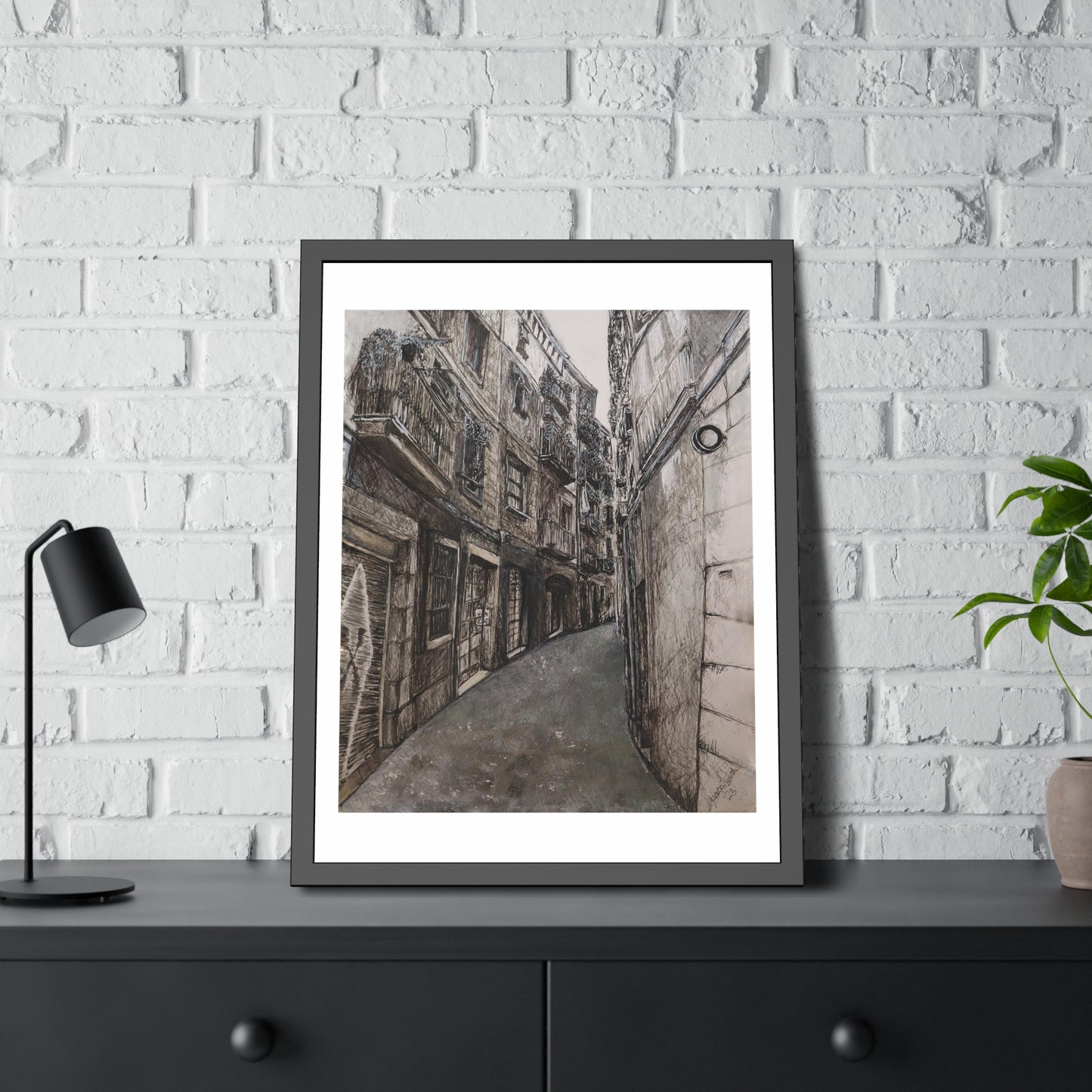 Barcelona Alley (framed print)