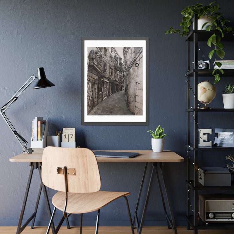 Barcelona Alley (framed print)