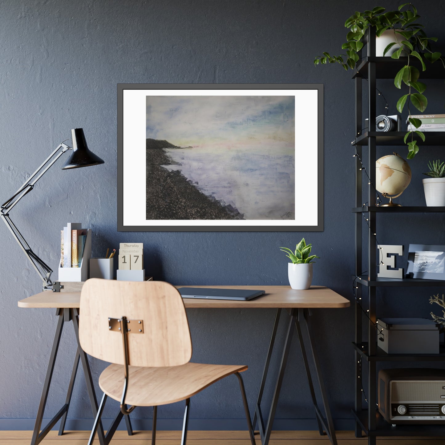 Pastel agate beach (framed print)