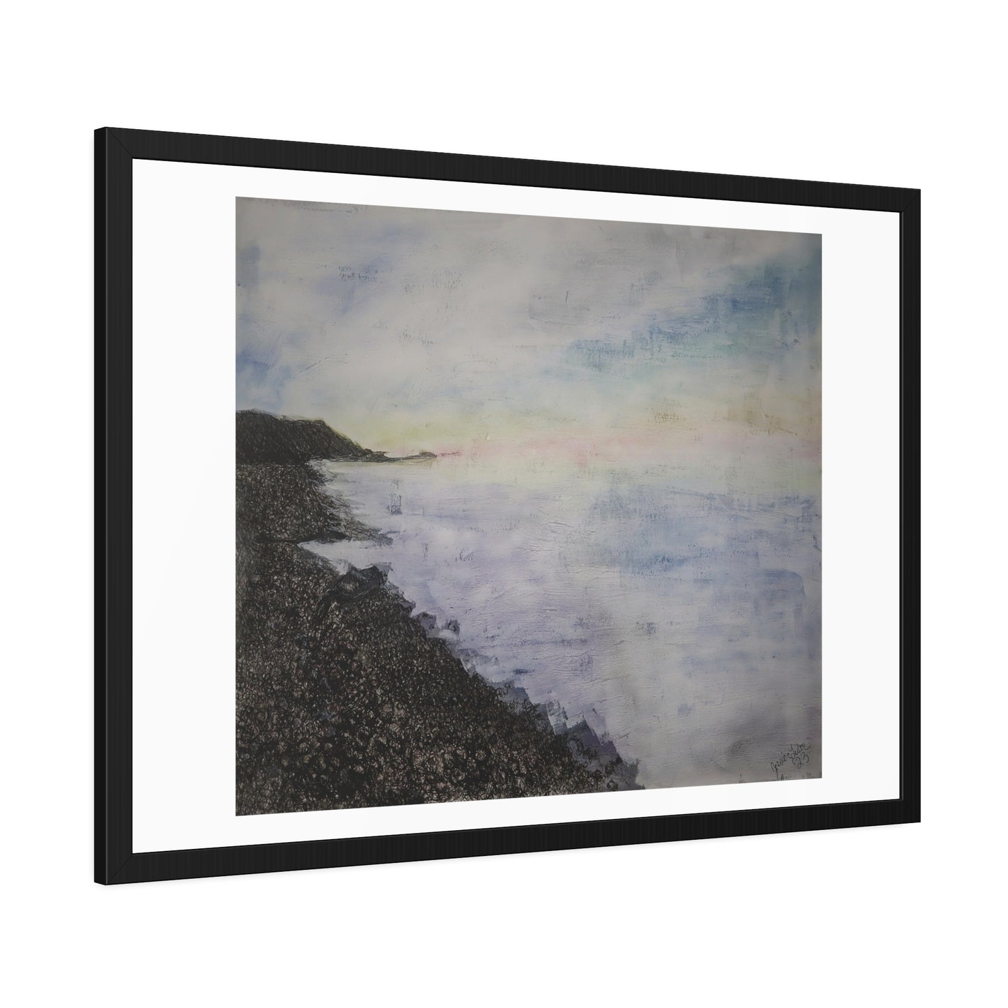 Pastel agate beach (framed print)