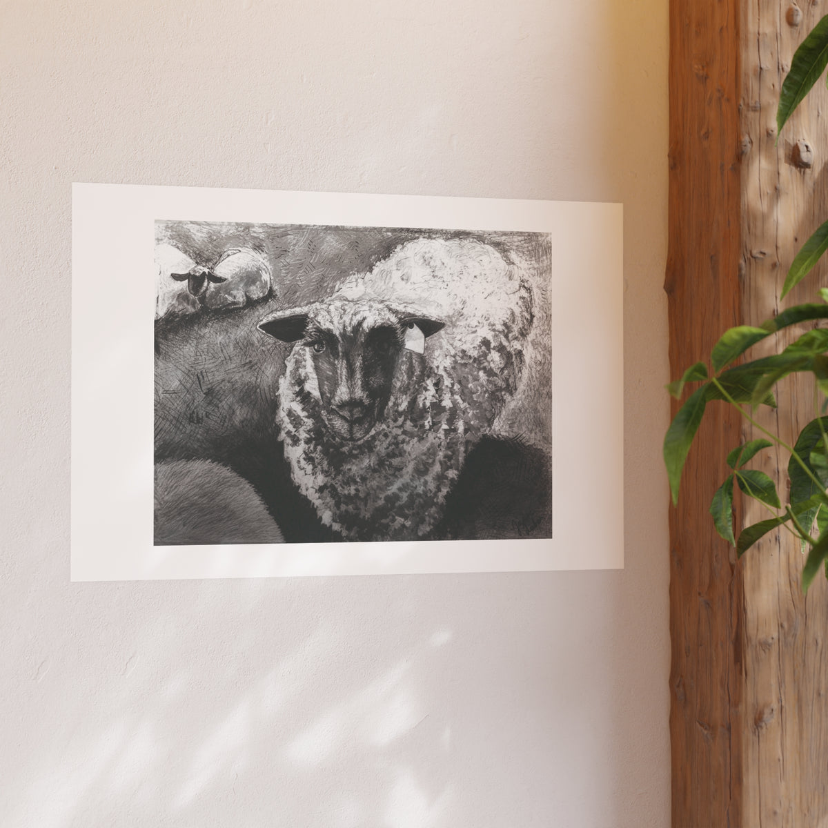 Black and White Sheep Wall Art Poster