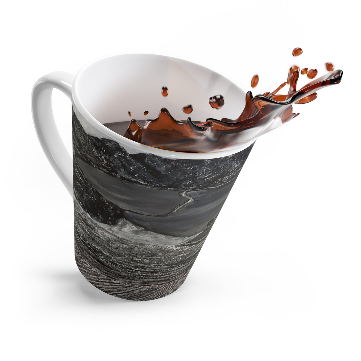 Black and White Abstract Marble Latte Mug
