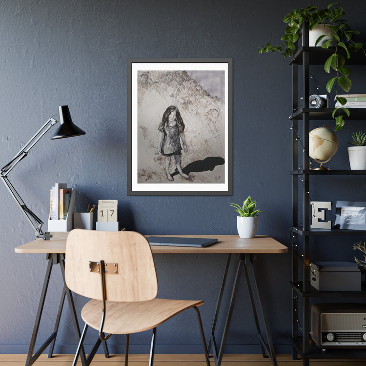 Girl on beach (framed print)