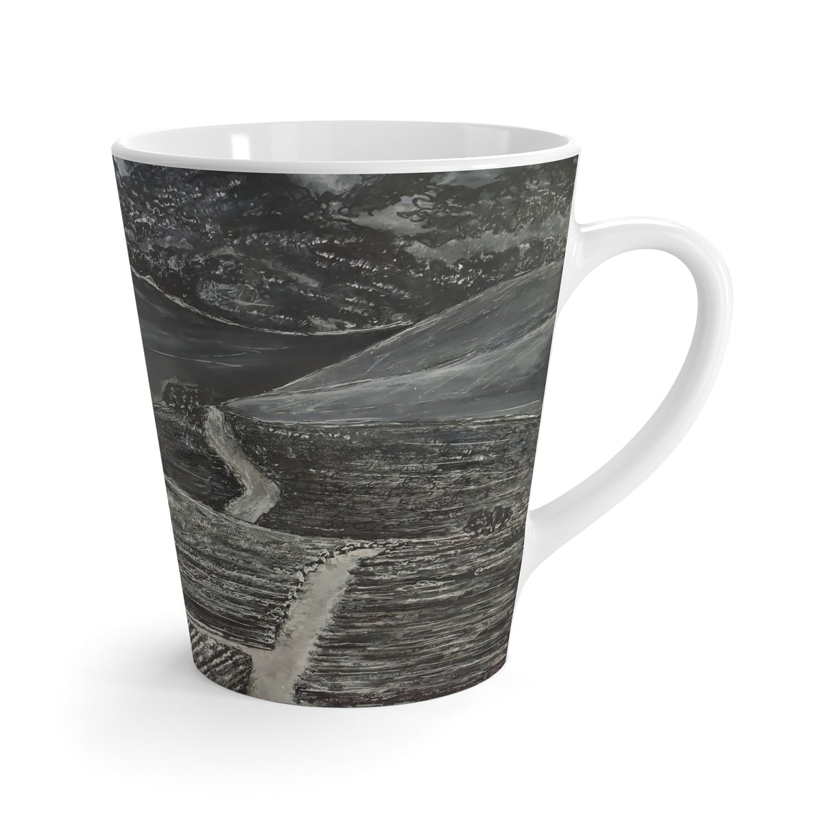 Black and White Abstract Marble Latte Mug