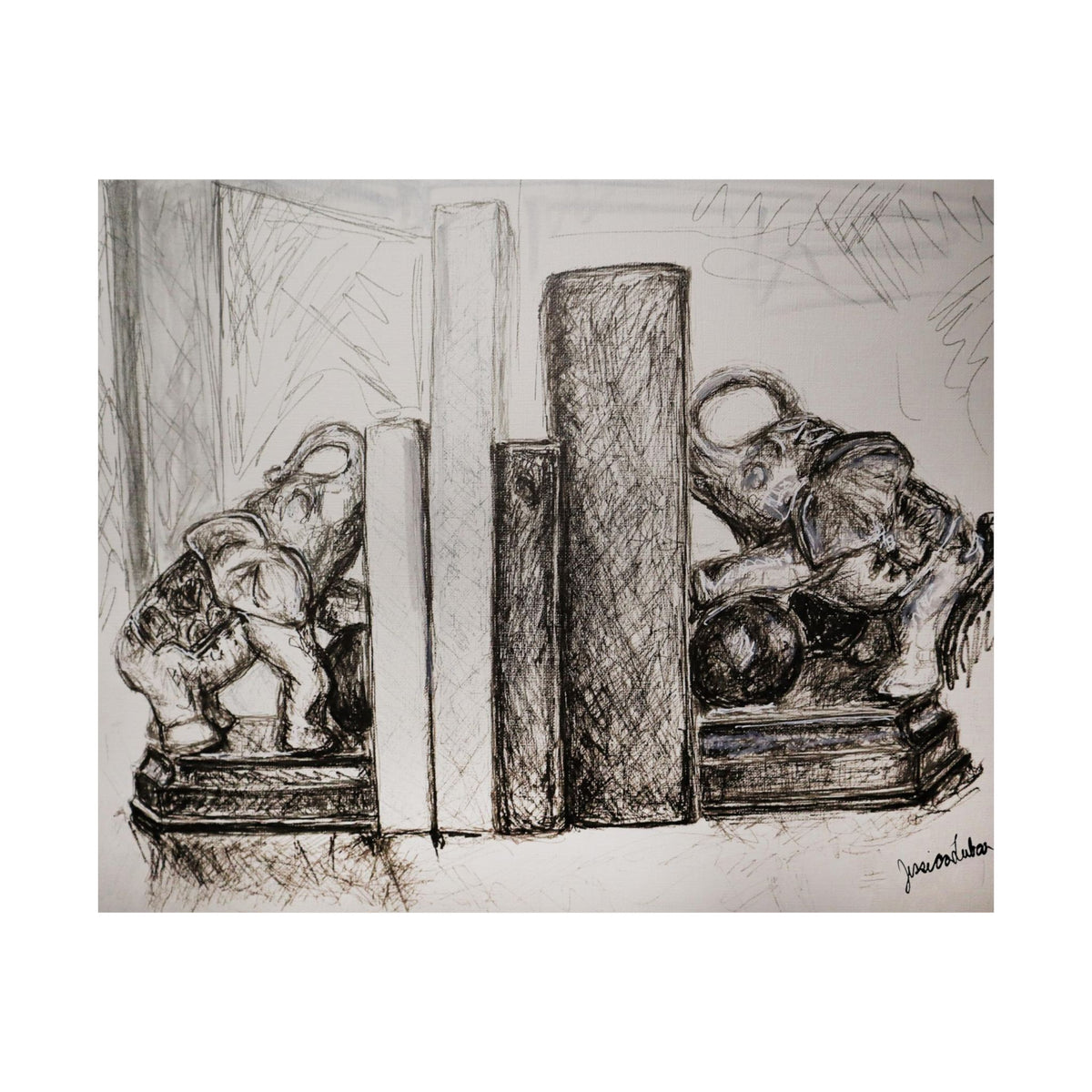 Elephant bookends Satin Posters (300gsm)