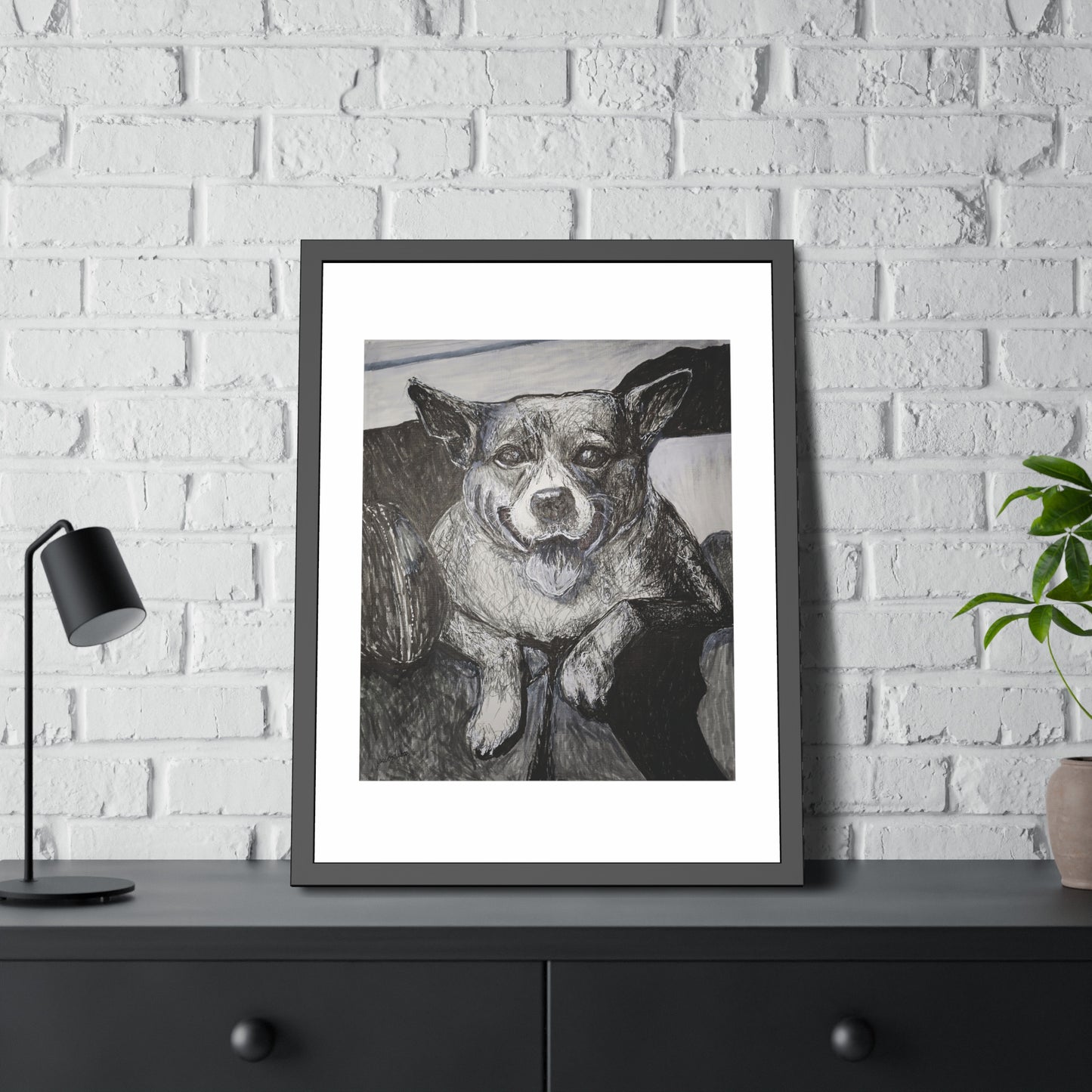 Happy dog (framed print)