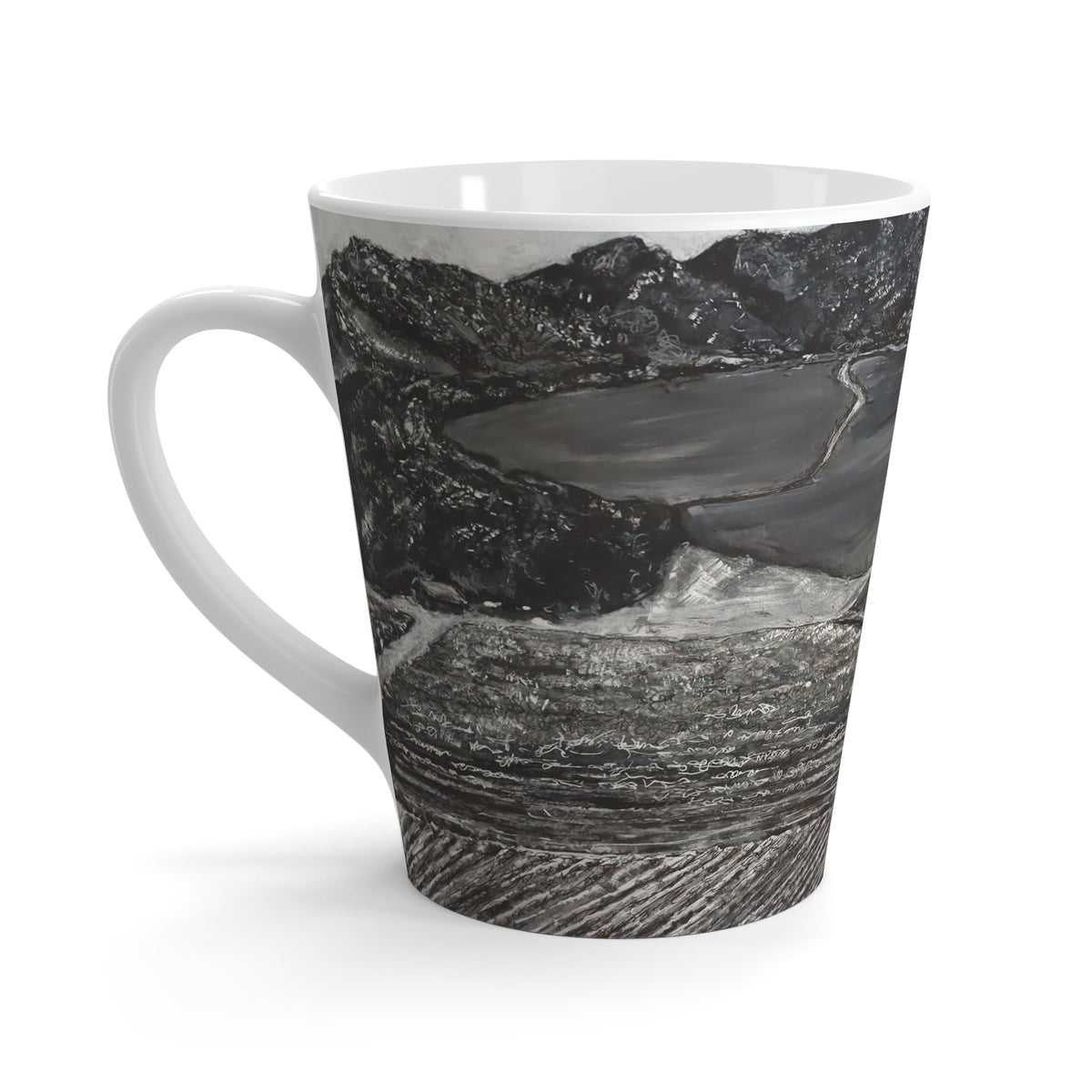 Black and White Abstract Marble Latte Mug