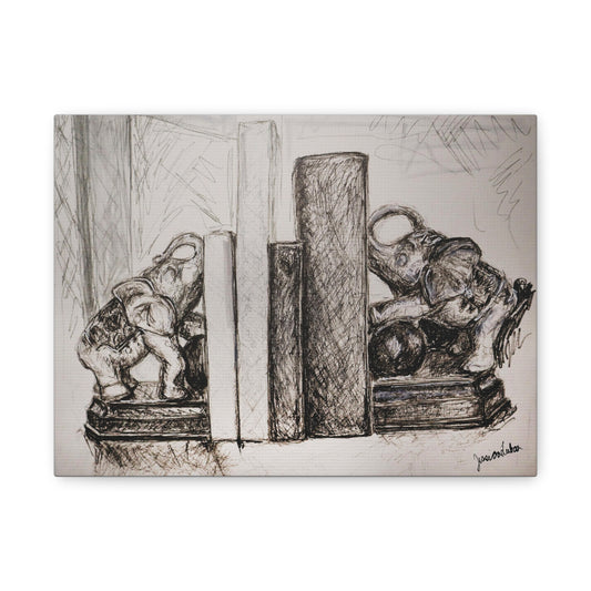 Elephant bookends (canvas print)