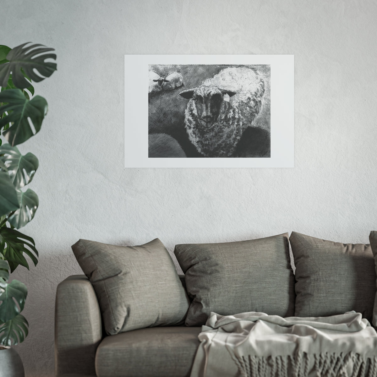Black and White Sheep Wall Art Poster