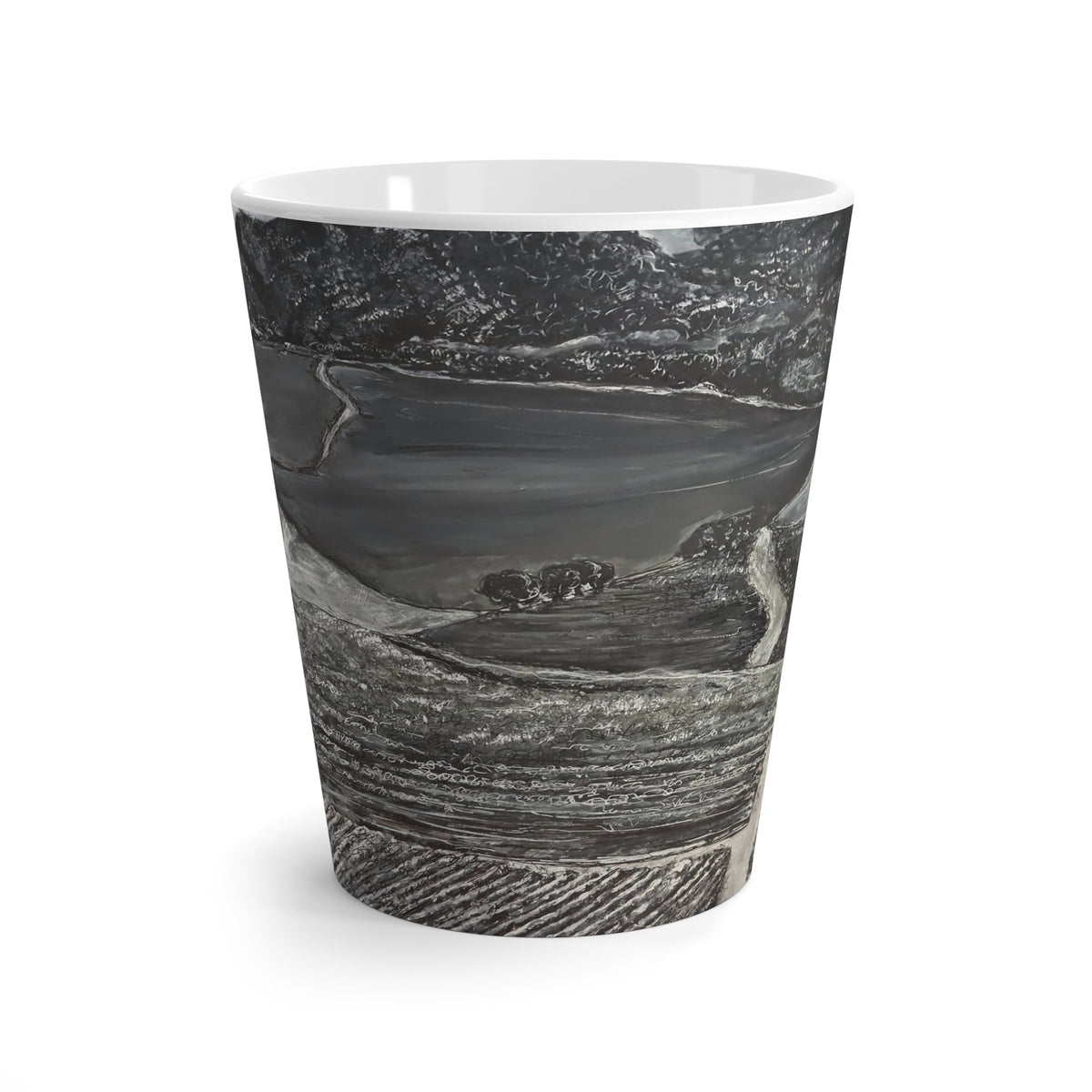 Black and White Abstract Marble Latte Mug