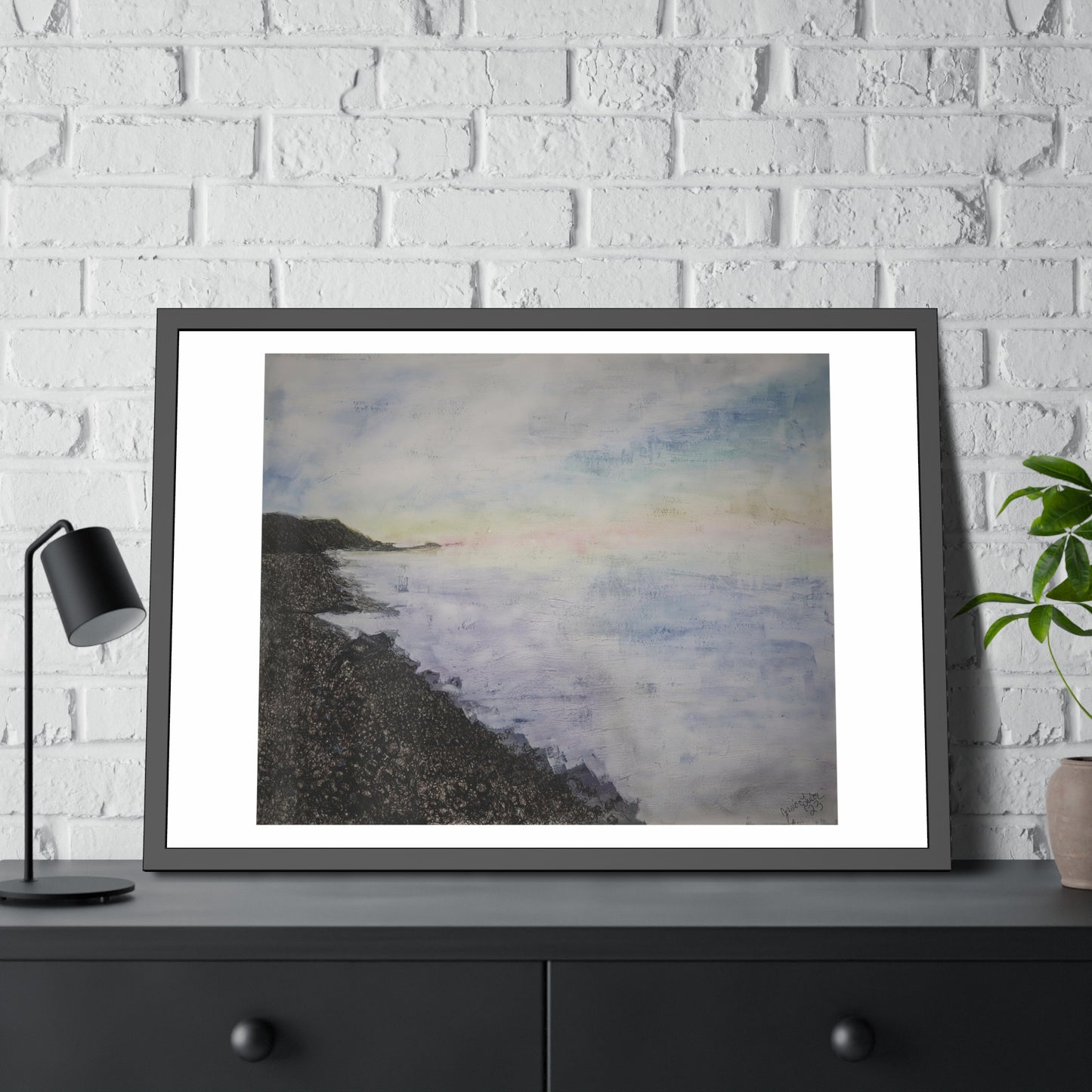 Pastel agate beach (framed print)
